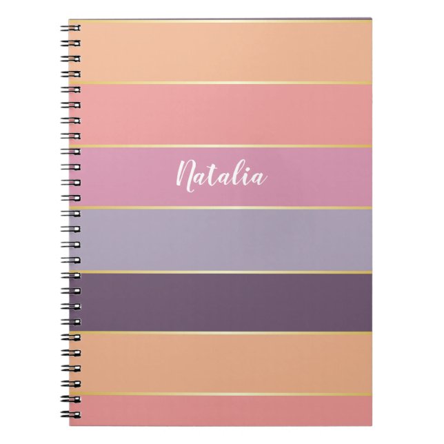 Lila Peach Custom Summer Color Block Strips Notizblock (Vorderseite)