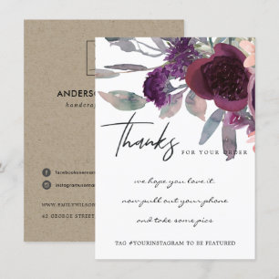 LILA PEACH MARSALA FLORA CORPORATE Business LOGO Dankeskarte