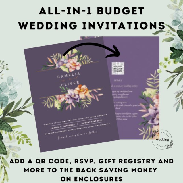 Lila Peach Summer Floral Wedite QR Code (Von Creator hochgeladen)