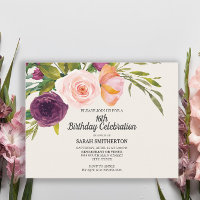 Lila Peach Wasserfarbe Blumenkohl Elfenbein 16. Ge