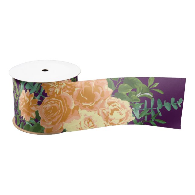 Lila Peach Wedding Floral Rose Satinband (Spule)
