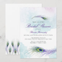 Lila Peacock Bridal Dusche Einladung