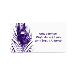 Lila Peacock Feather Address Labels Adressaufkleber