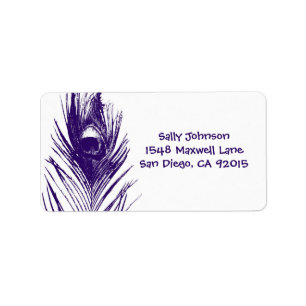 Lila Peacock Feather Address Labels Adressaufkleber