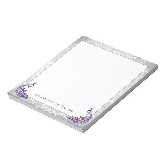 Lila Peacocks Notepad Notizblock (Rotiert)