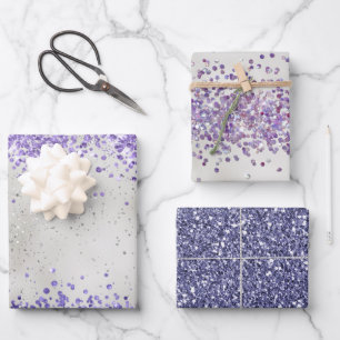 Lila Pearl Silver Sparkle Geschenkpapier Set