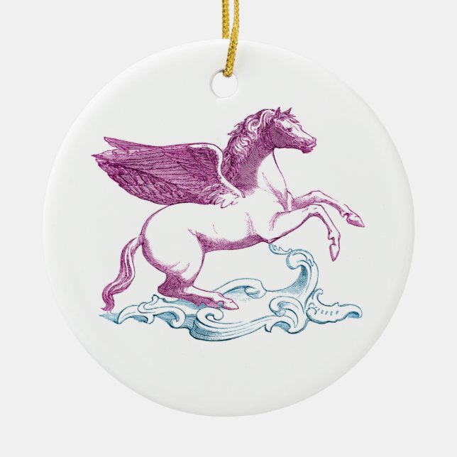 Lila Pegasus Keramik Ornament (Vorne)