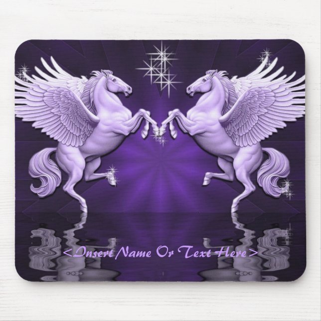 Lila Pegasus-Reflexions-Mausunterlage Mousepad (Vorne)
