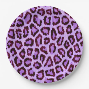 Lila Pelzmuster aus rosa Leoparden Pappteller