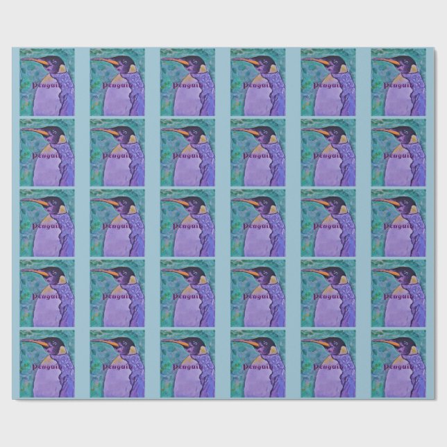 Lila Penguin Geschenkpapier (Flach)
