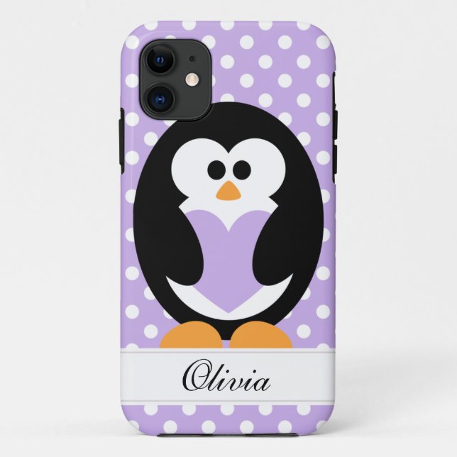 Lila Penguin-Liebe Case-Mate iPhone Hülle (Rückseite)