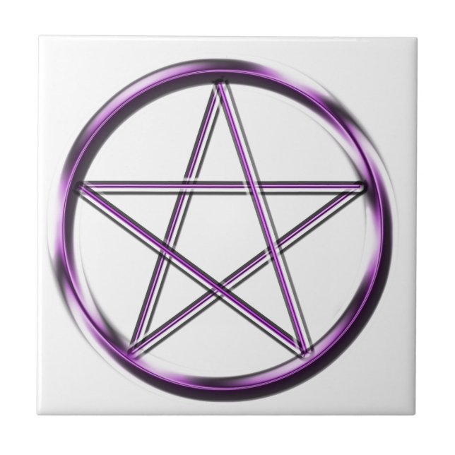 Lila Pentagram auf Weiß Fliese (Vorderseite)