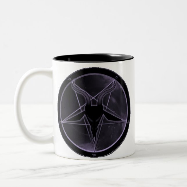 Lila Pentagram Zweifarbige Tasse (Links)