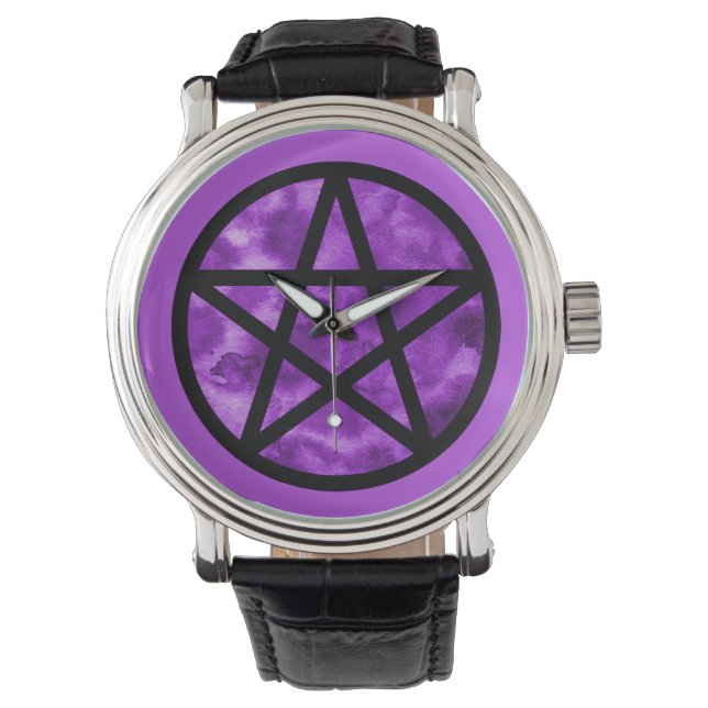 Lila Pentagramm Armbanduhr (Vorderseite)