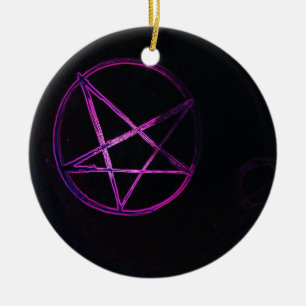 lila Pentagramm-Sternmagnet Keramik Ornament