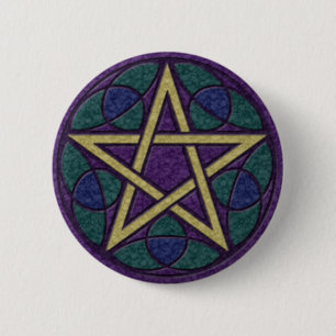 Lila Pentagramm Triquetra Button
