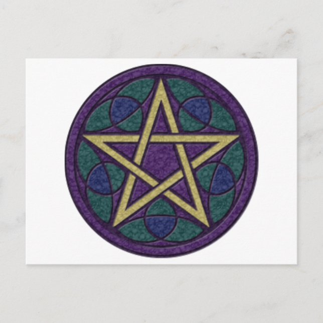 Lila Pentagramm Triquetra Postkarte (Vorderseite)