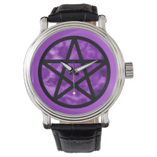 Lila Pentagramm-Uhr Armbanduhr