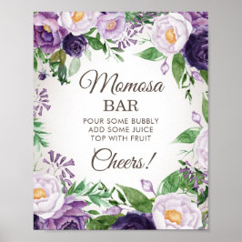 Lila Peonies Floral Baby Dusche Momosa Bar Poster