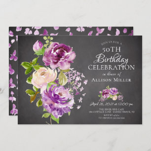 Lila Peonies Floral Geburtstag Einladung