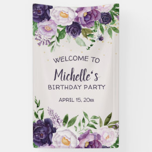 Lila Peonies Floral Geburtstag Willkommen Banner