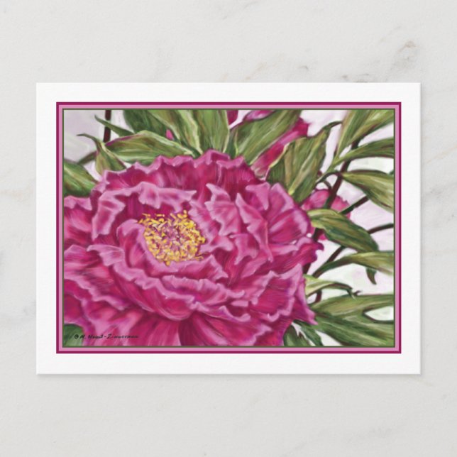 Lila Peony Blume Gartenmalerei Postkarte (Vorderseite)