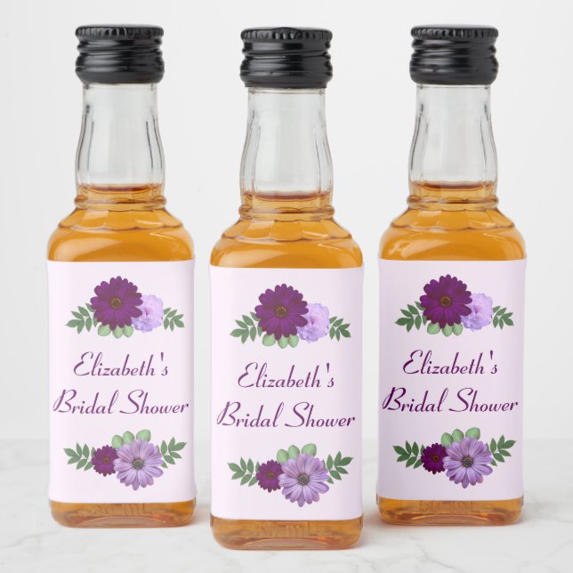 Lila Peony Floral Brautparty Alkoholflaschenetikett (Flaschen)