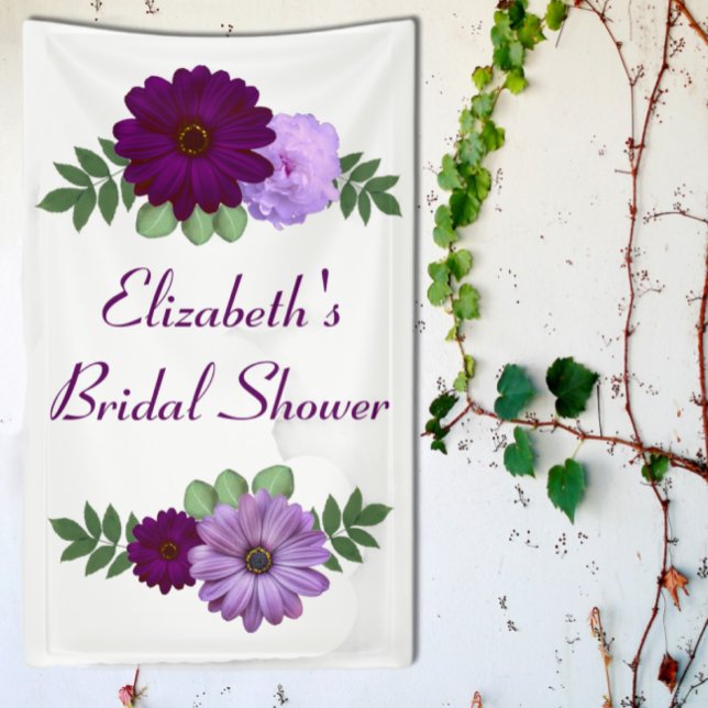 Lila Peony Floral Brautparty Banner (Von Creator hochgeladen)