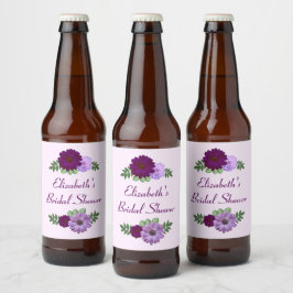 Lila Peony Floral Brautparty Bierflaschenetikett