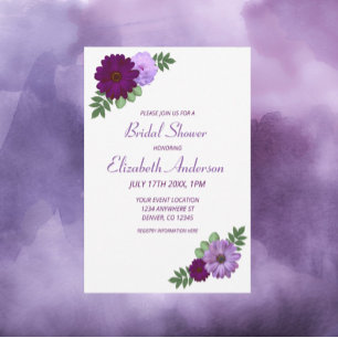 Lila Peony Floral Brautparty Einladung