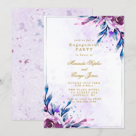 Lila Peony Gold Geometric Engagement Party Einladung
