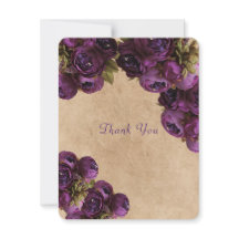 Lila Peony, rustikales Papier, Hochzeit danke