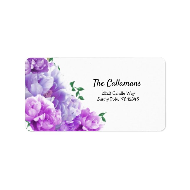 Lila Peony Swag-Adressetikett Adressaufkleber (Vorne)