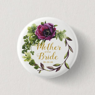 Lila Peony Wreath Mother of the Bride ID456 Button