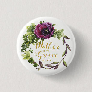 Lila Peony Wreath Mother of the Groom ID456 Button