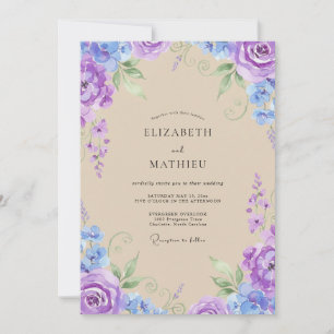 Lila Periwinkle Gemalte Hochzeit Einladung