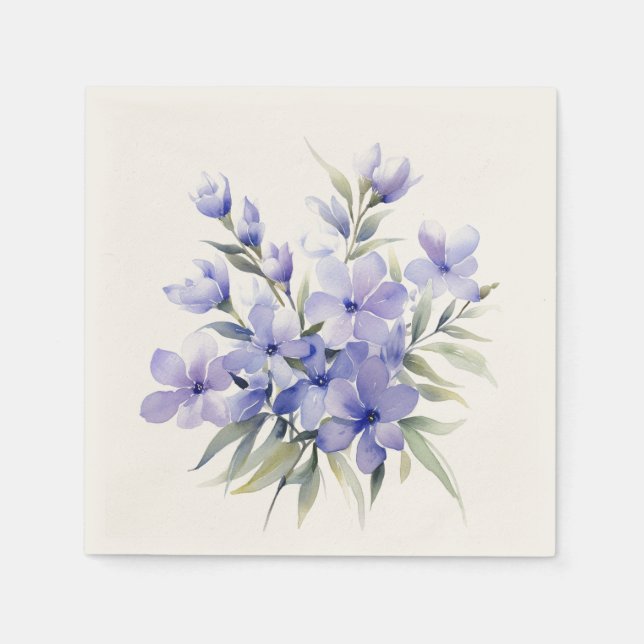 Lila Periwinkles: Personalisierte Hochzeit von Nap Serviette (Vorderseite)