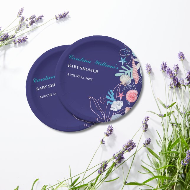 Lila Perle unter der Babydusche Pappteller (Von Creator hochgeladen)