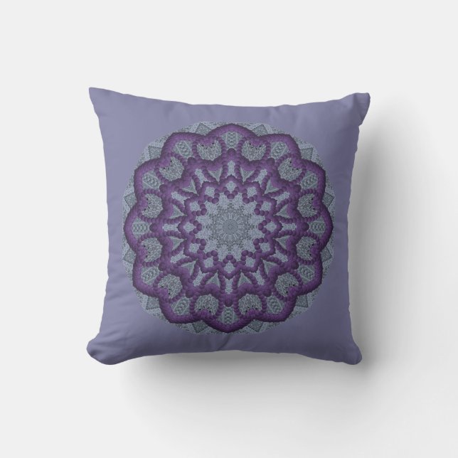 Lila Perle-Work Blume Kissen (Vorderseite)