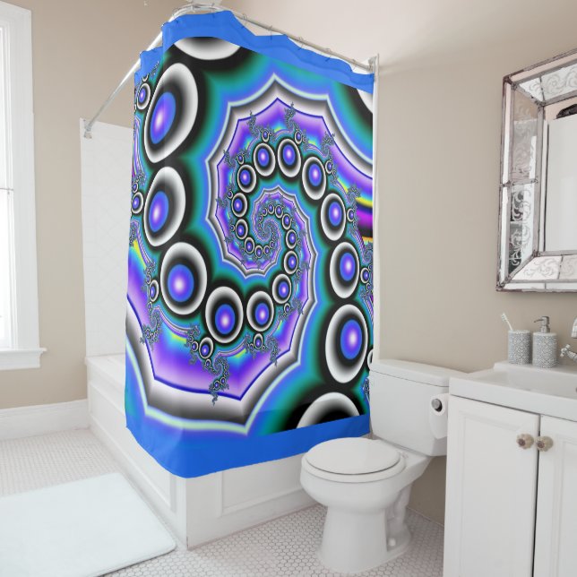 Lila Perlen Farbiges Fraktal Spirale Duschvorhang (Beispiel)