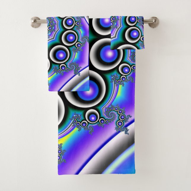 Lila Perlen Fraktal Spirale Badhandtuch Set (Insitu)