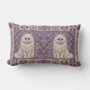 Lila Perserkatzen-Quilt Lendenkissen