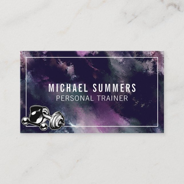 Lila Personal Trainer Gym Coach Weight Dumbell Visitenkarte (Vorderseite)