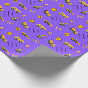 Lila personalisierte Bau Geburtstag Geschenkpapier