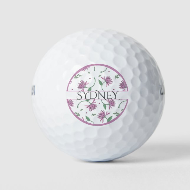 Lila Personalisierte Blumendamen Golfball (Vorderseite)