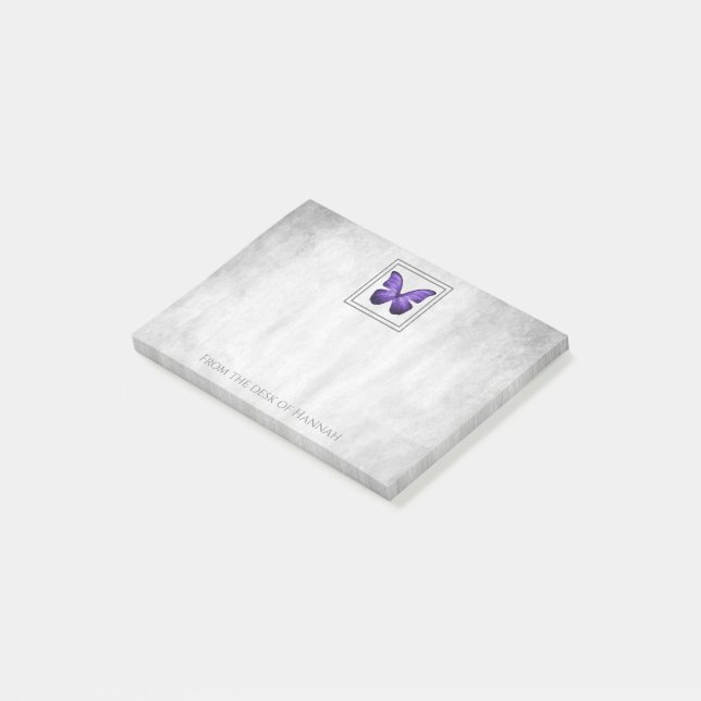 Lila Personalisierte Butterfly-Noten Post-it Klebezettel (angewinkelt)