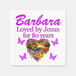 LILA PERSONALISIERTE FLÜSSE 80. GEBURTSTAG NAPKINS SERVIETTE