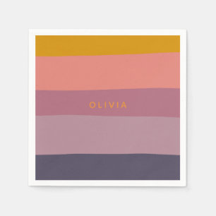 Lila Personalisierte Formen von erdigen Farbblöcke Serviette