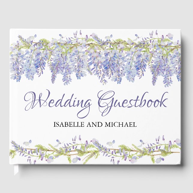 Lila Personalisierte Hochzeit mit Blumen Gästebuch (Vorderseite)