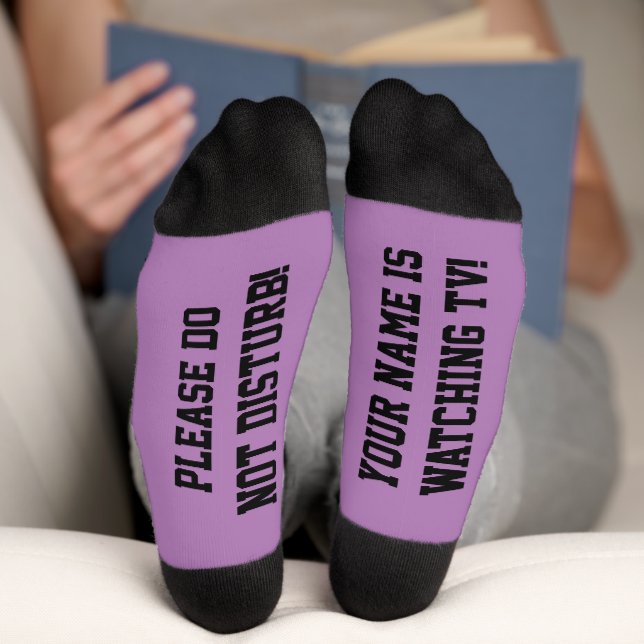 Lila personalisierte Message Socks Socken (Unterseite)